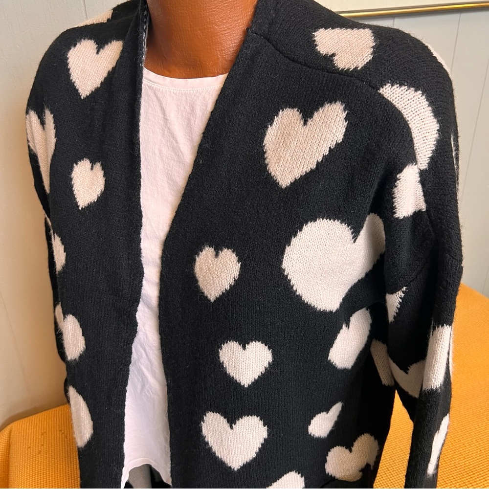 Maeve by Anthropologie Halley hearts grannie cardigan pockets very oversized S - Picture 4 of 13